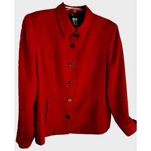 Vtg Sag  Harbor  16 blazer Red Single Breast Black  Iridescent Buttons 80s Vtg